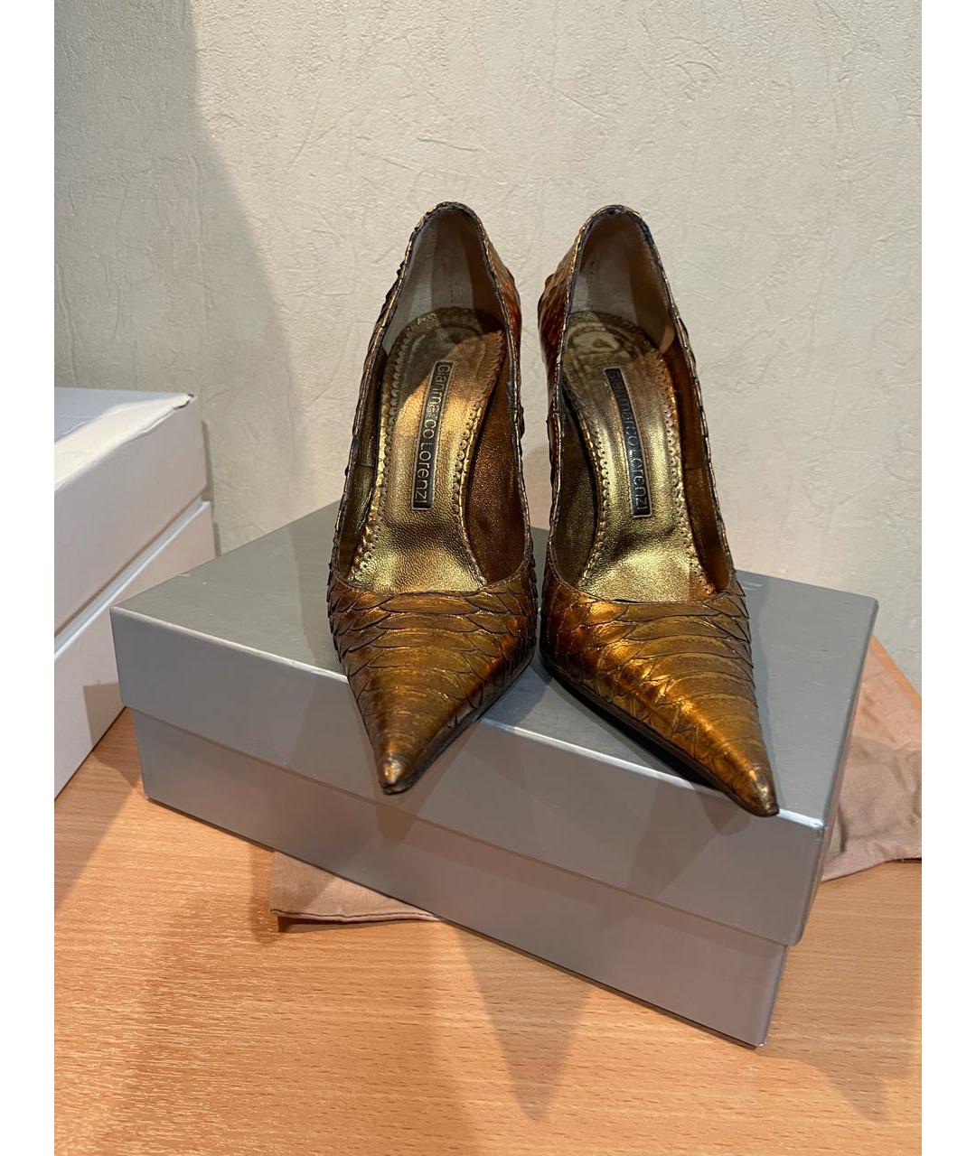 GIAN MARCO LORENZI Золотые туфли из экзотической кожи, фото 2