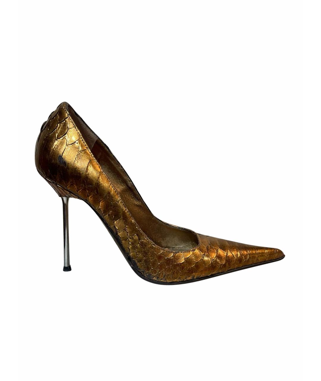GIAN MARCO LORENZI Золотые туфли из экзотической кожи, фото 1