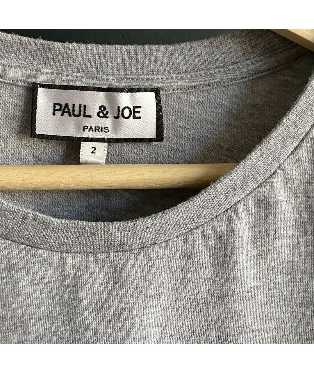 PAUL & JOE Серая хлопковая футболка, фото 2