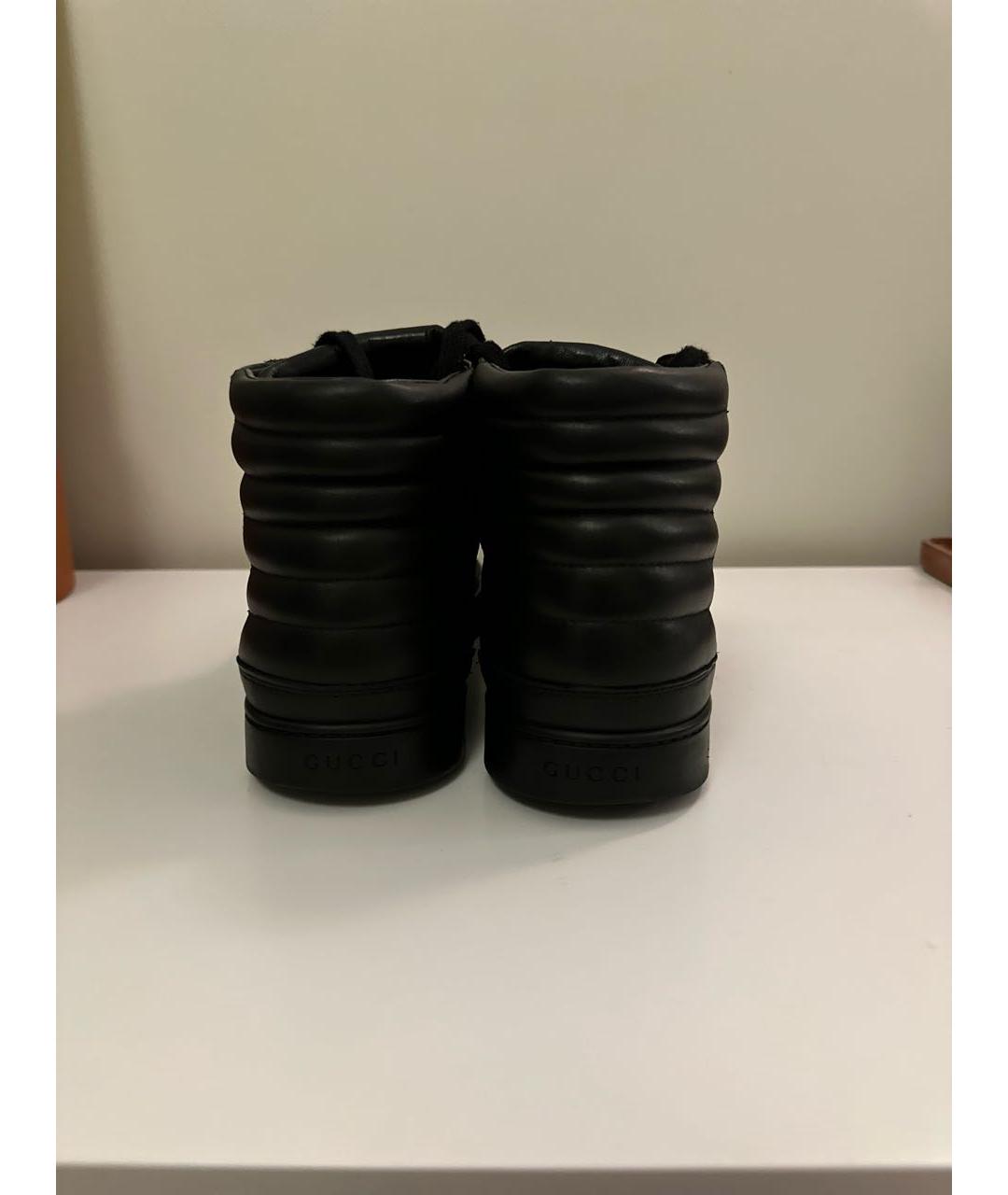 GUCCI Черные кожаные высокие кроссовки / кеды, фото 4