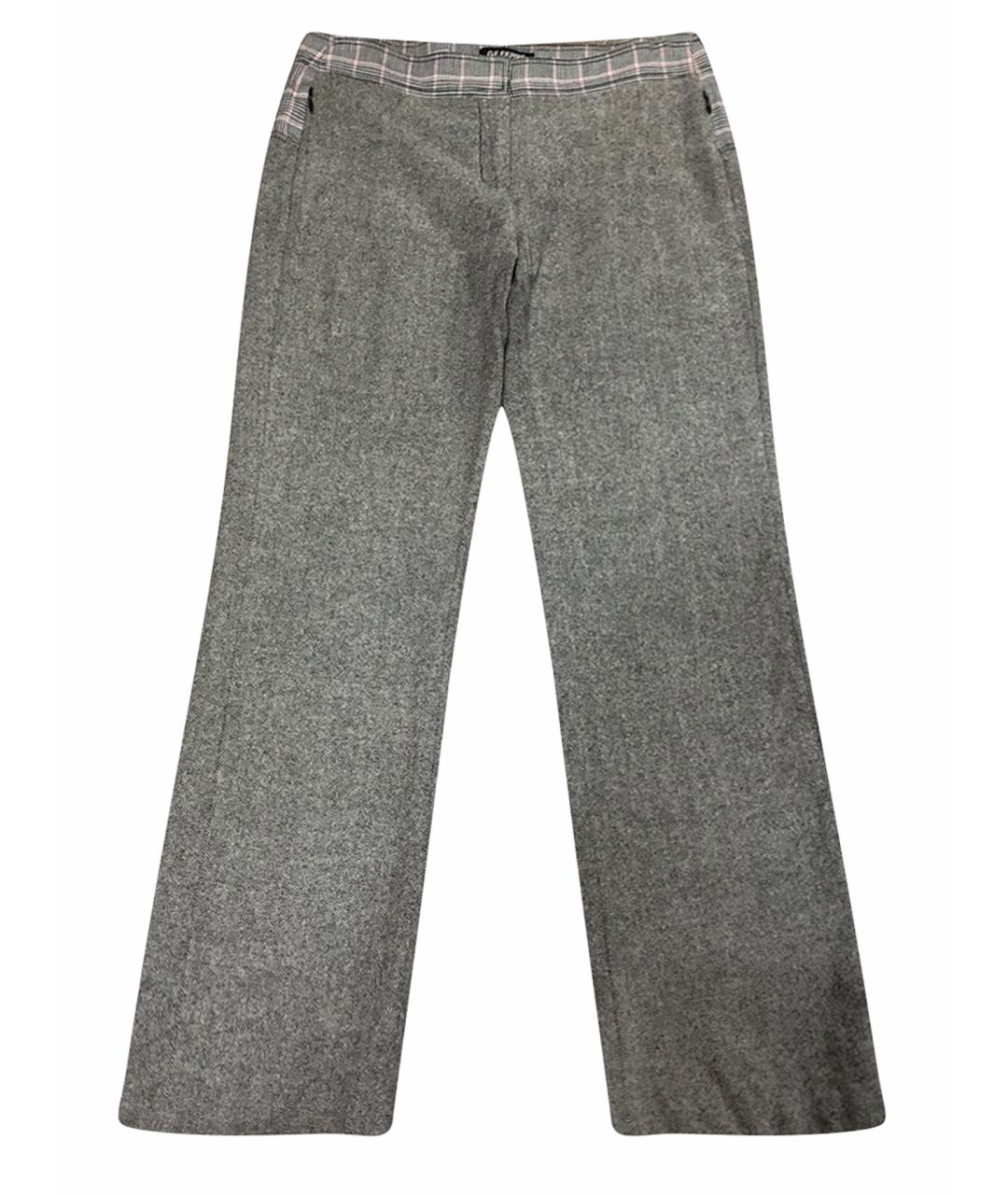 GIANFRANCO FERRE Серые шерстяные прямые брюки, фото 1