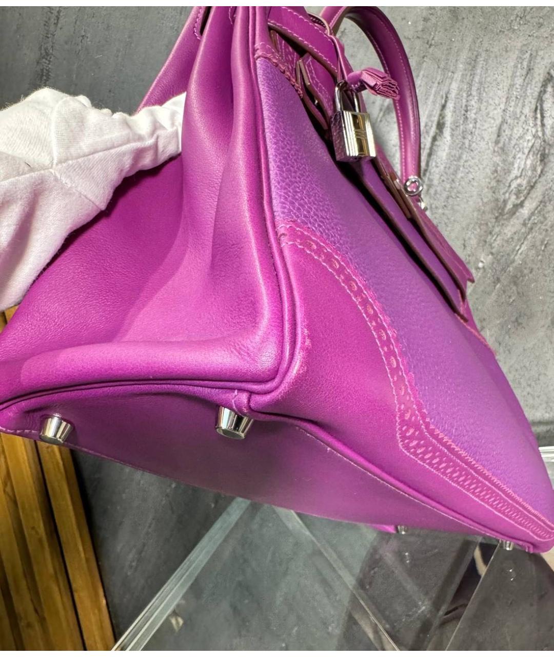 HERMES Фиолетовая кожаная сумка с короткими ручками, фото 8