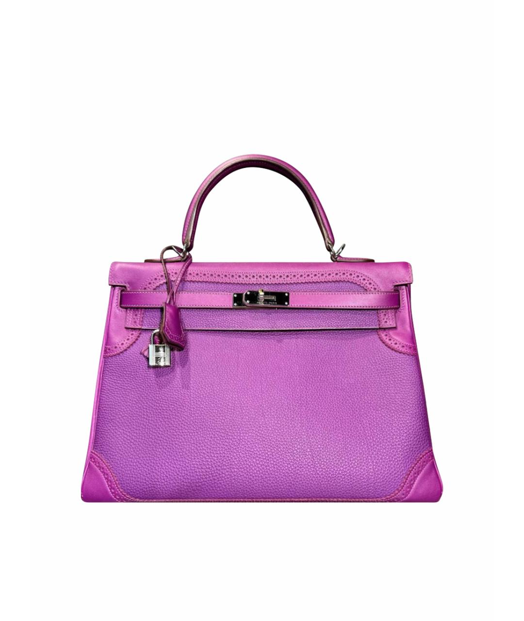 HERMES Фиолетовая кожаная сумка с короткими ручками, фото 1