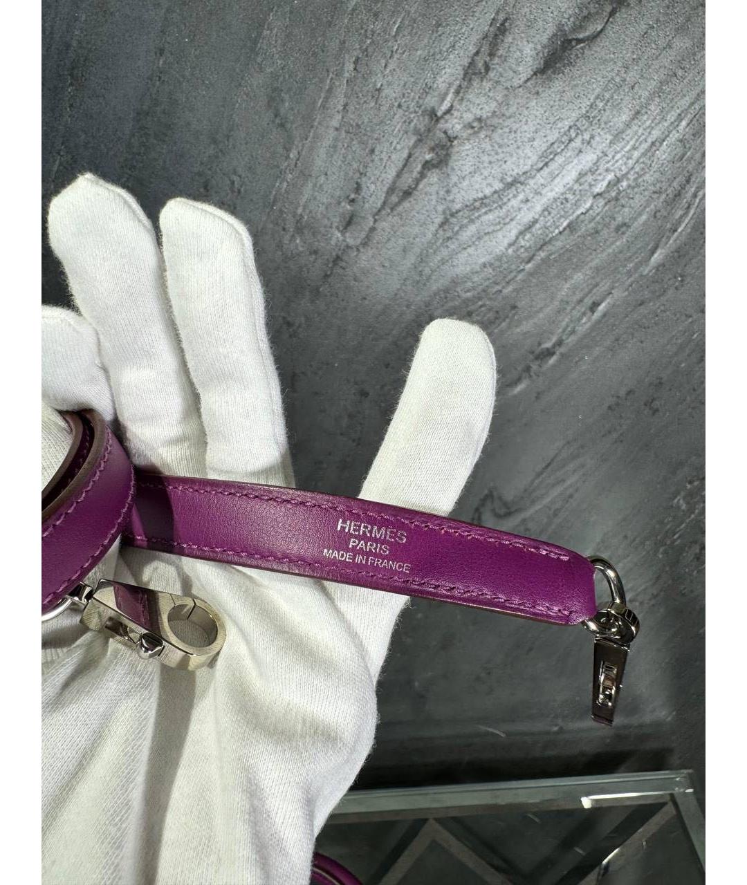 HERMES Фиолетовая кожаная сумка с короткими ручками, фото 7