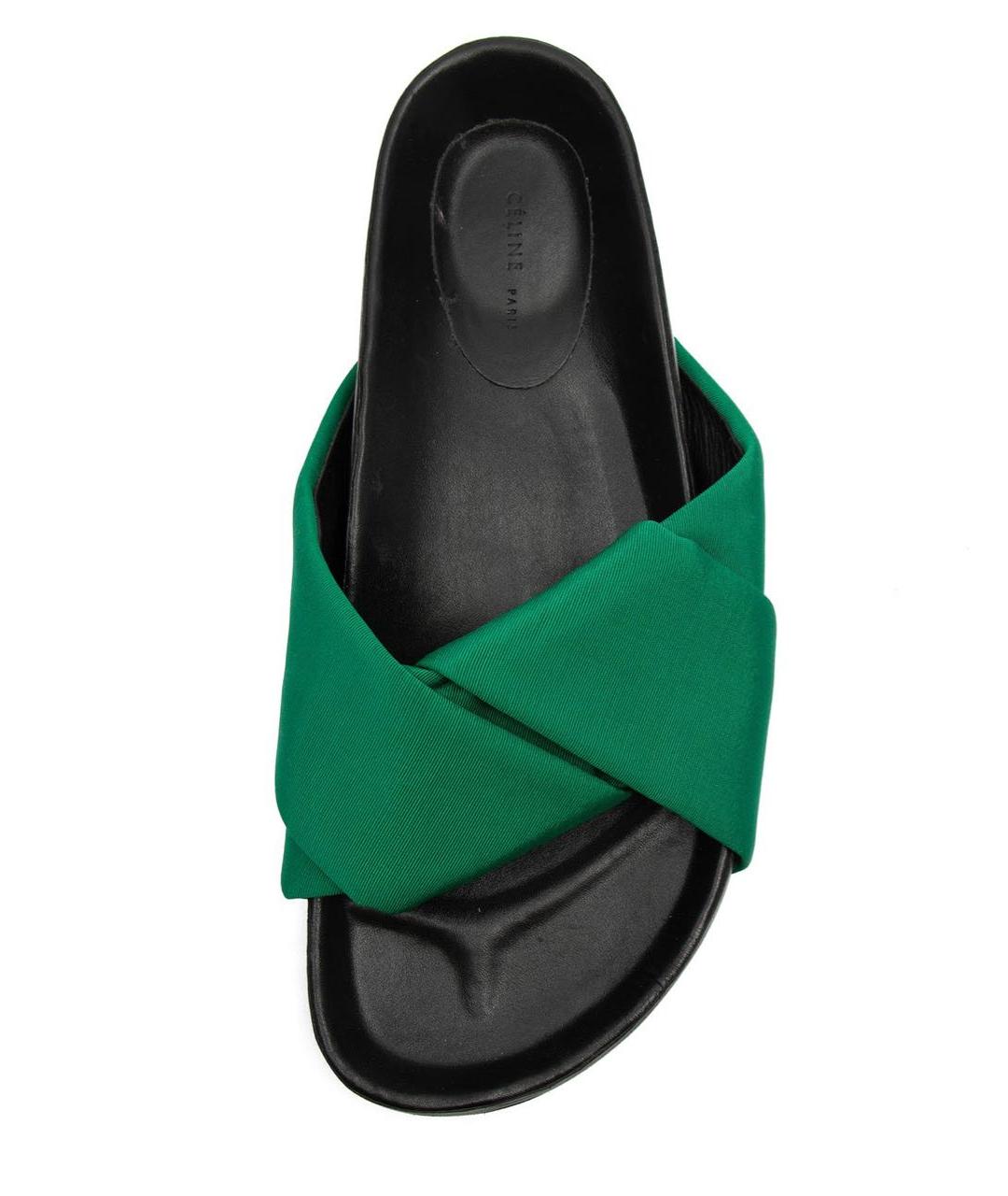 CELINE PRE-OWNED Зеленые кожаные шлепанцы, фото 4