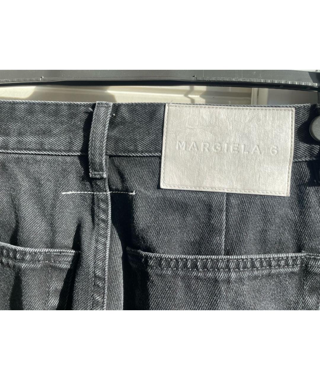 MM6 MAISON MARGIELA Черные хлопковые прямые джинсы, фото 4