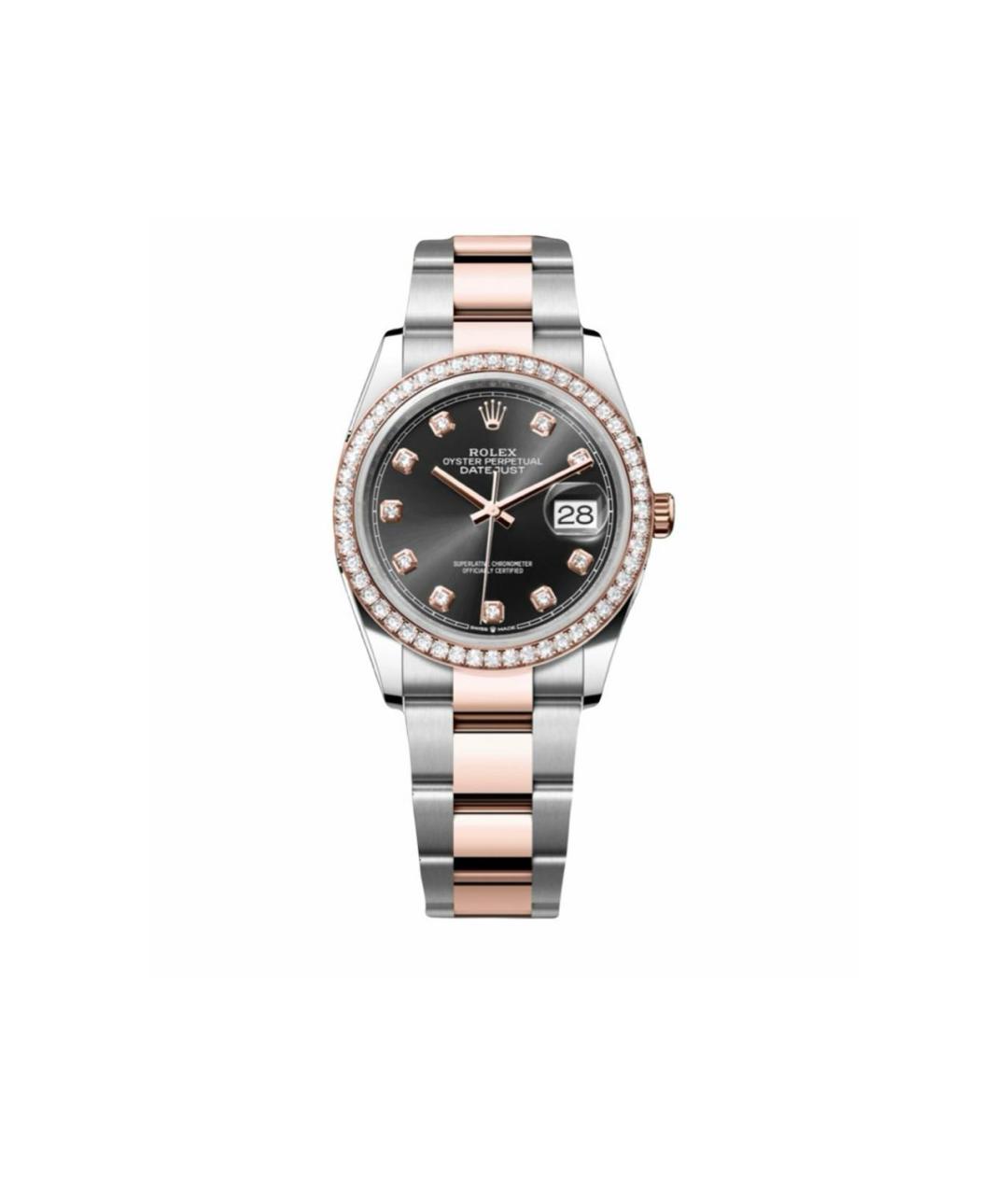 ROLEX Черные часы из розового золота, фото 3