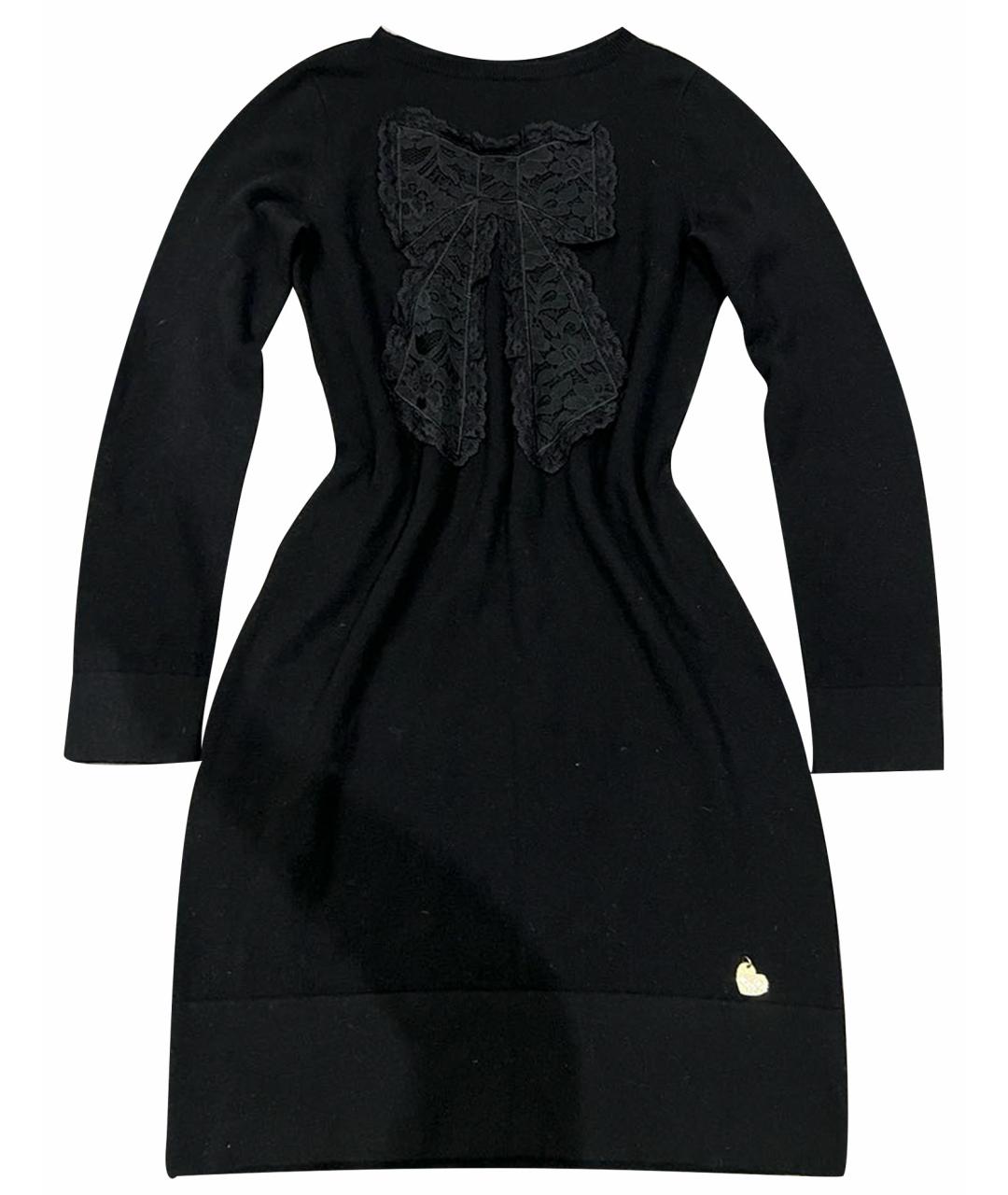 LOVE MOSCHINO Черное шерстяное повседневное платье, фото 1