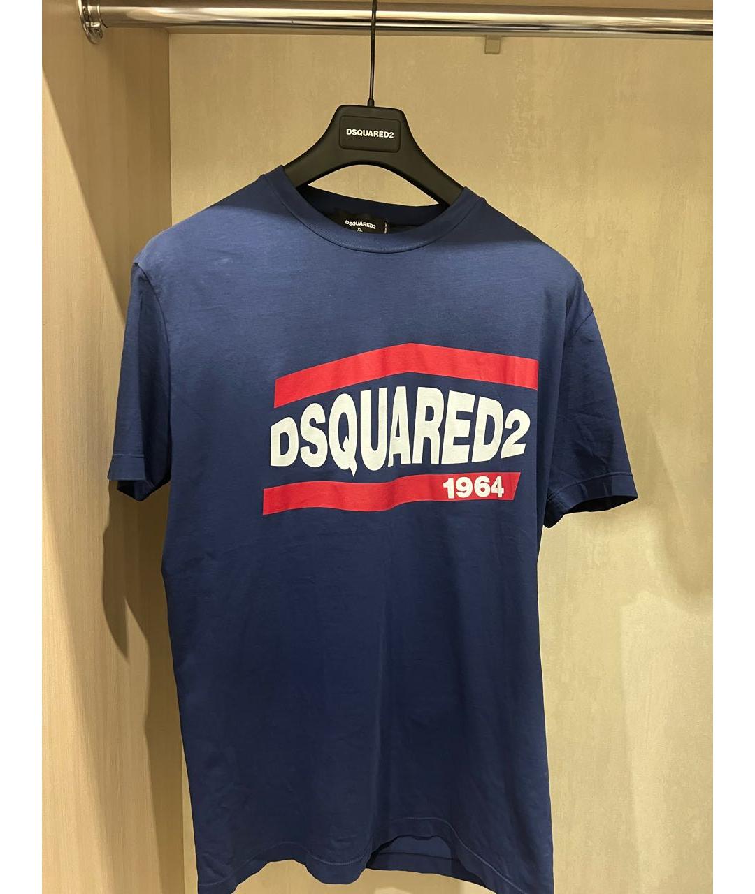 DSQUARED2 Темно-синяя хлопковая футболка, фото 4