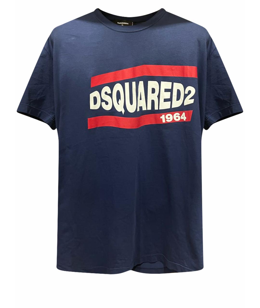 DSQUARED2 Темно-синяя хлопковая футболка, фото 1