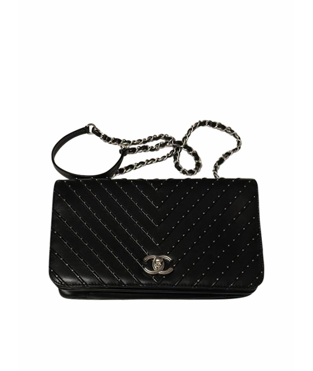 CHANEL PRE-OWNED Черная кожаная сумка через плечо, фото 1