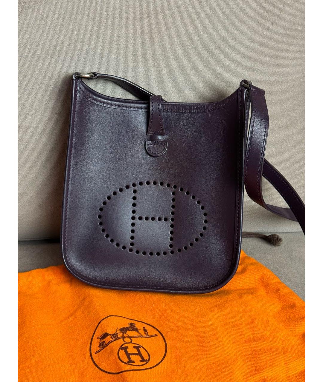 HERMES Фиолетовая кожаная сумка через плечо, фото 2