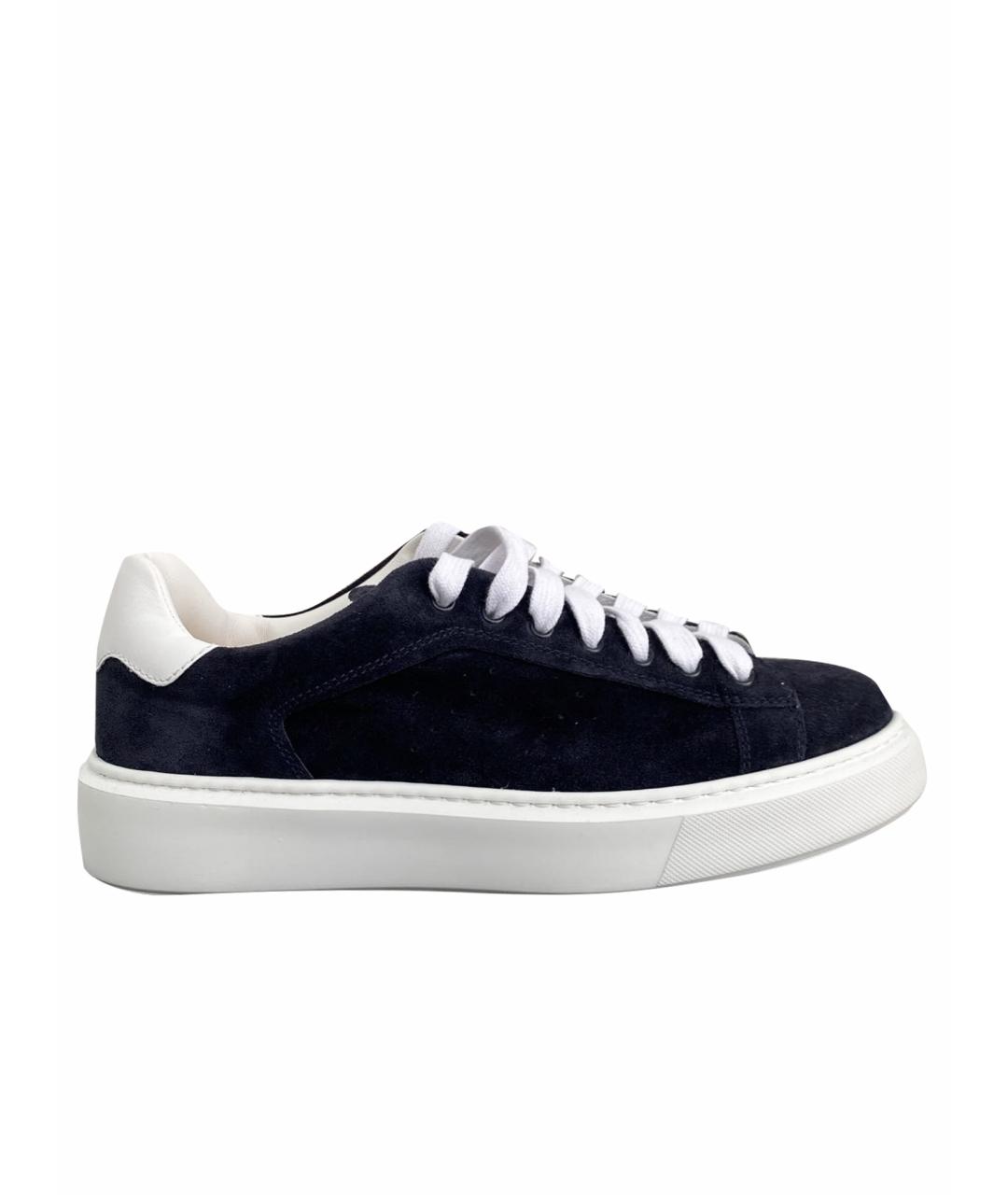 DOUCAL'S Темно-синие замшевые низкие кроссовки / кеды, фото 1