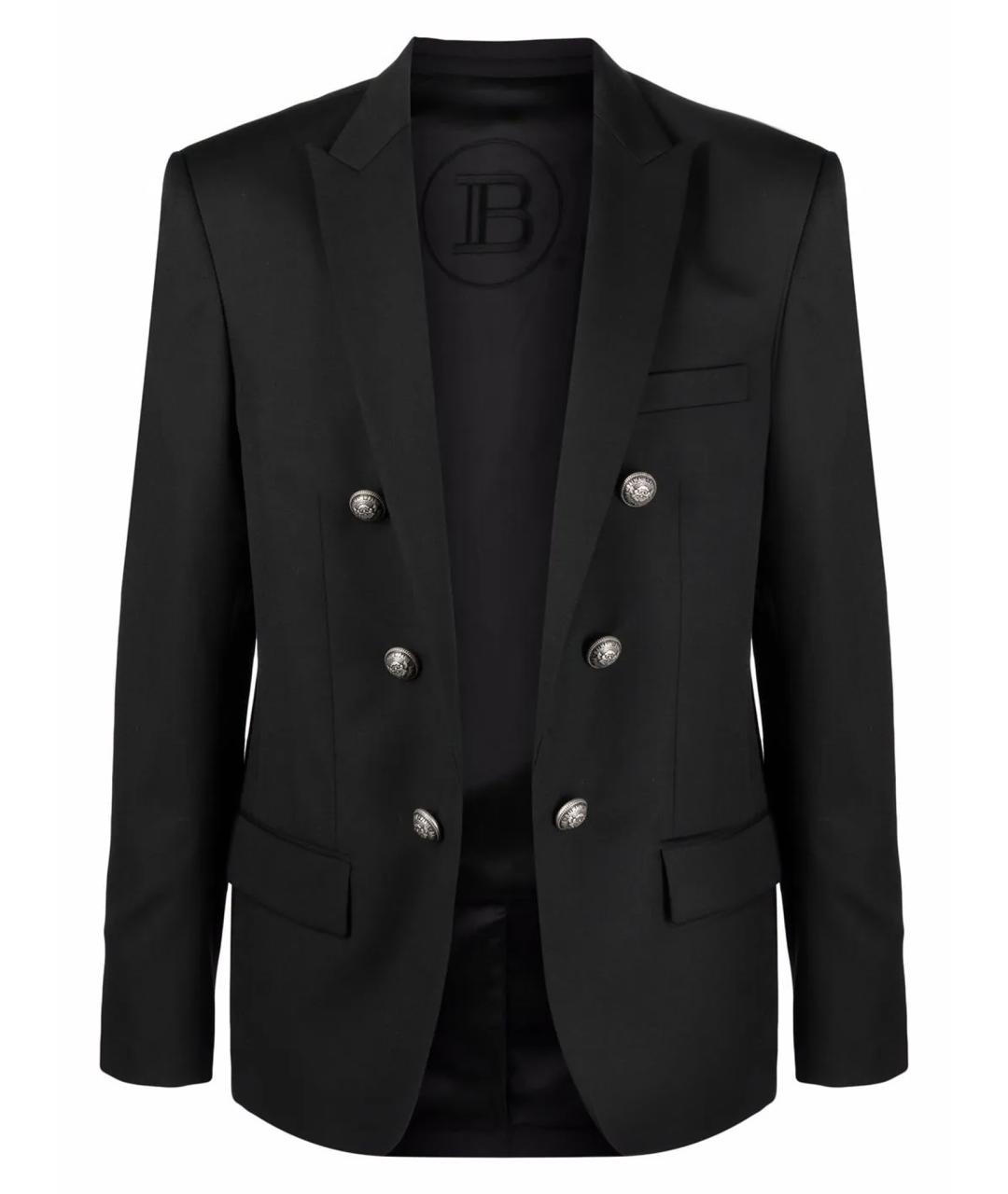 BALMAIN Черный шерстяной пиджак, фото 1