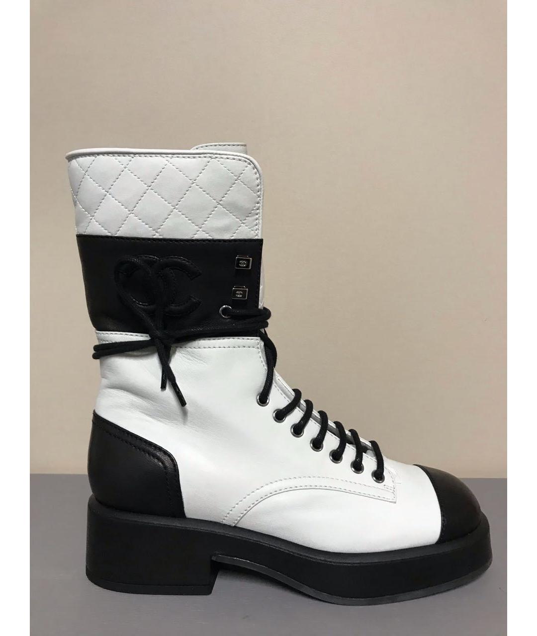 CHANEL Белые кожаные ботинки, фото 6