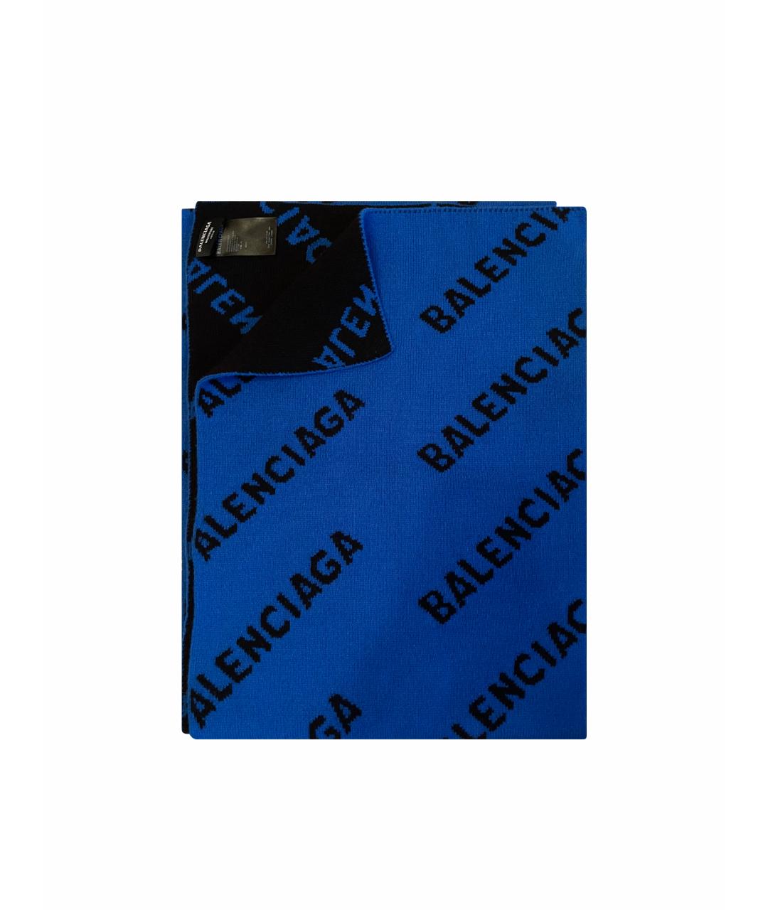 BALENCIAGA Синий шерстяной шарф, фото 1