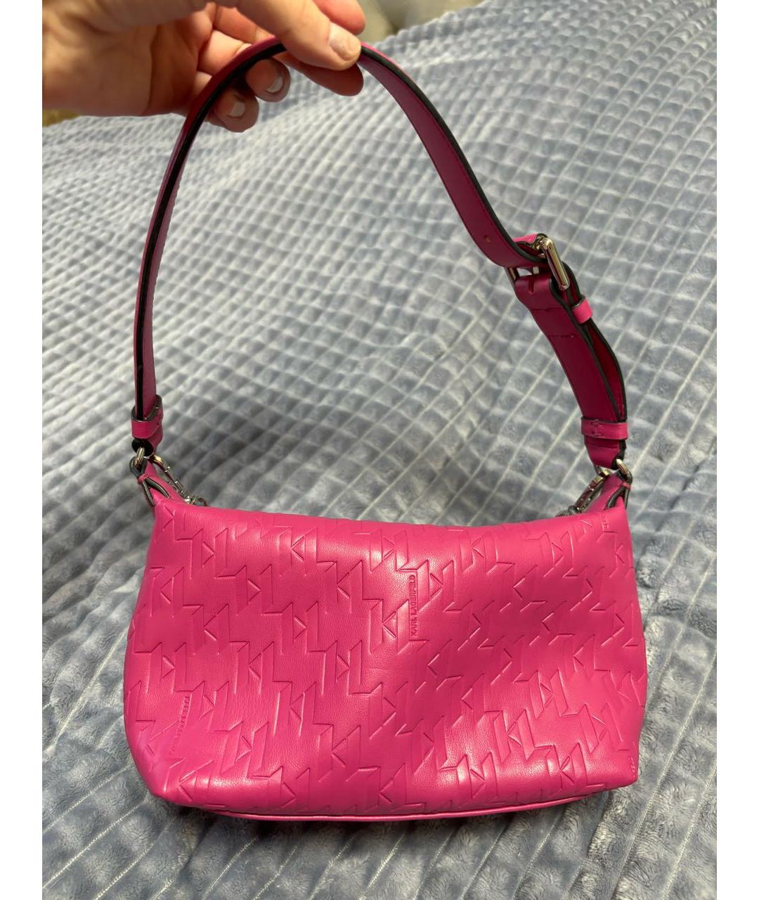 KARL LAGERFELD Розовая сумка с короткими ручками из искусственной кожи, фото 4