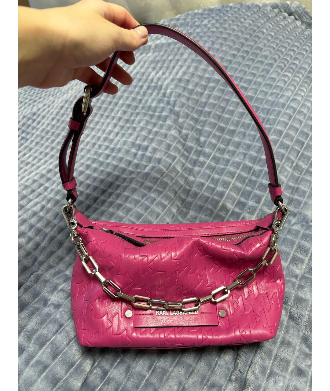KARL LAGERFELD Розовая сумка с короткими ручками из искусственной кожи, фото 5