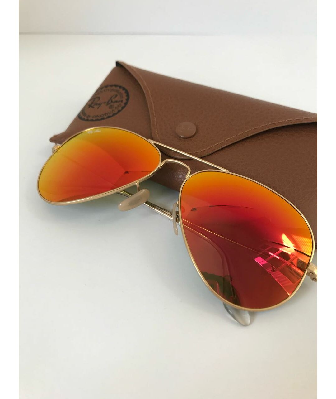 RAY BAN Оранжевое металлические солнцезащитные очки, фото 3