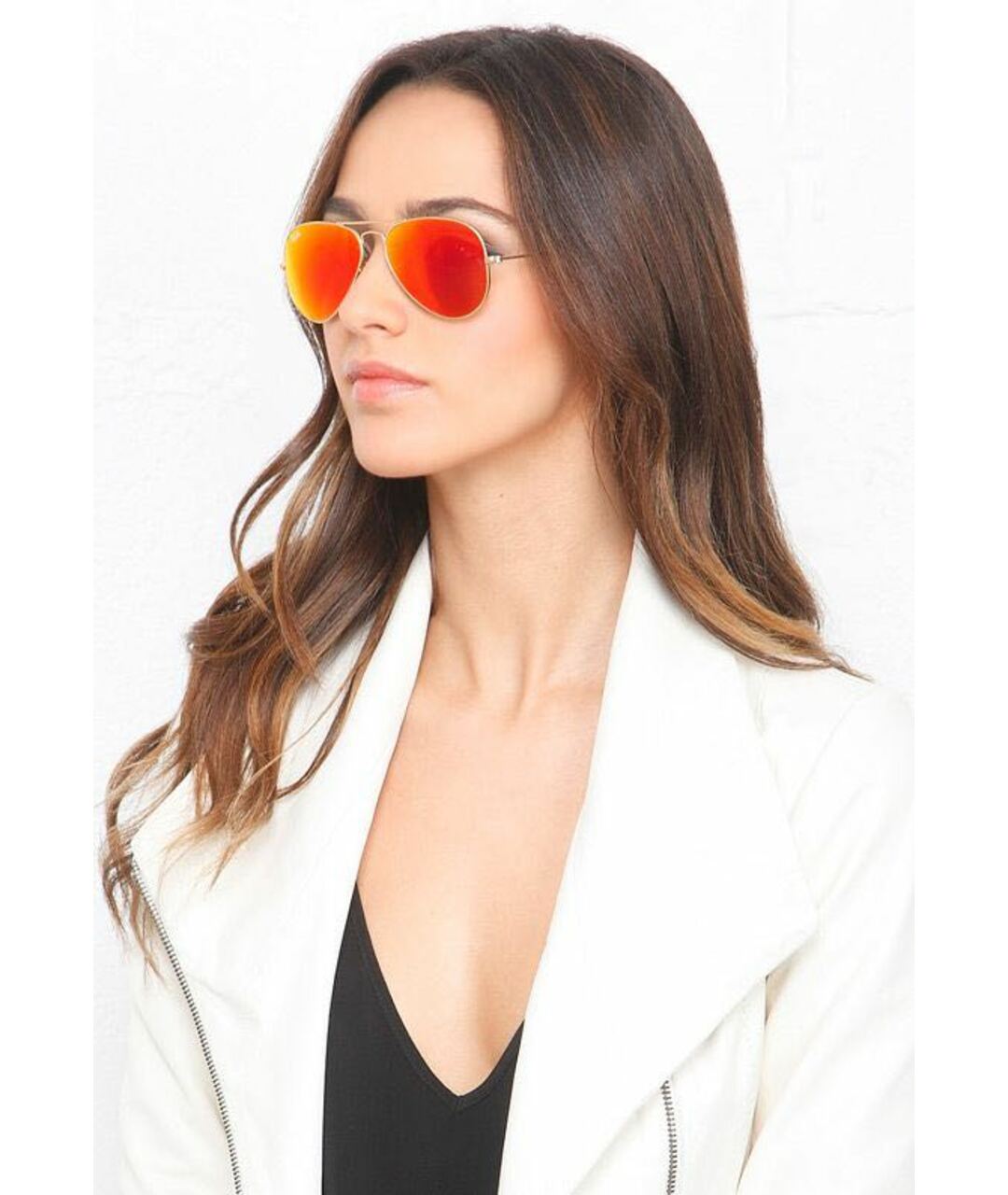 RAY BAN Оранжевое металлические солнцезащитные очки, фото 6