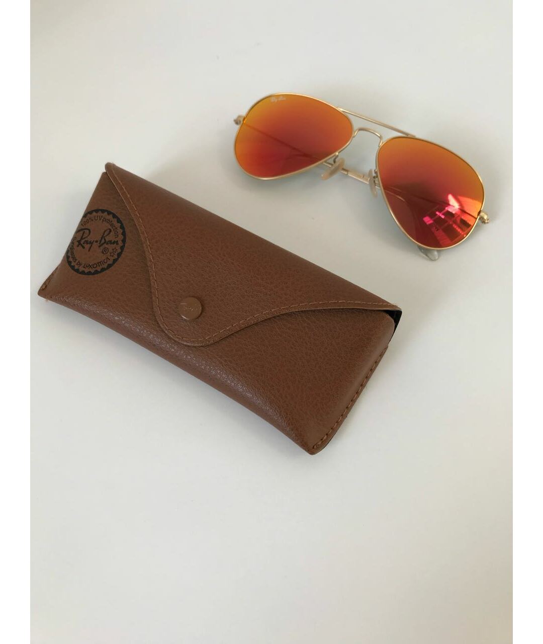 RAY BAN Оранжевое металлические солнцезащитные очки, фото 2