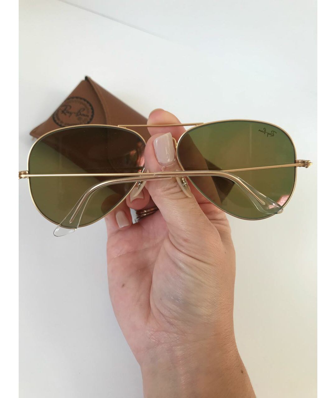 RAY BAN Оранжевое металлические солнцезащитные очки, фото 5