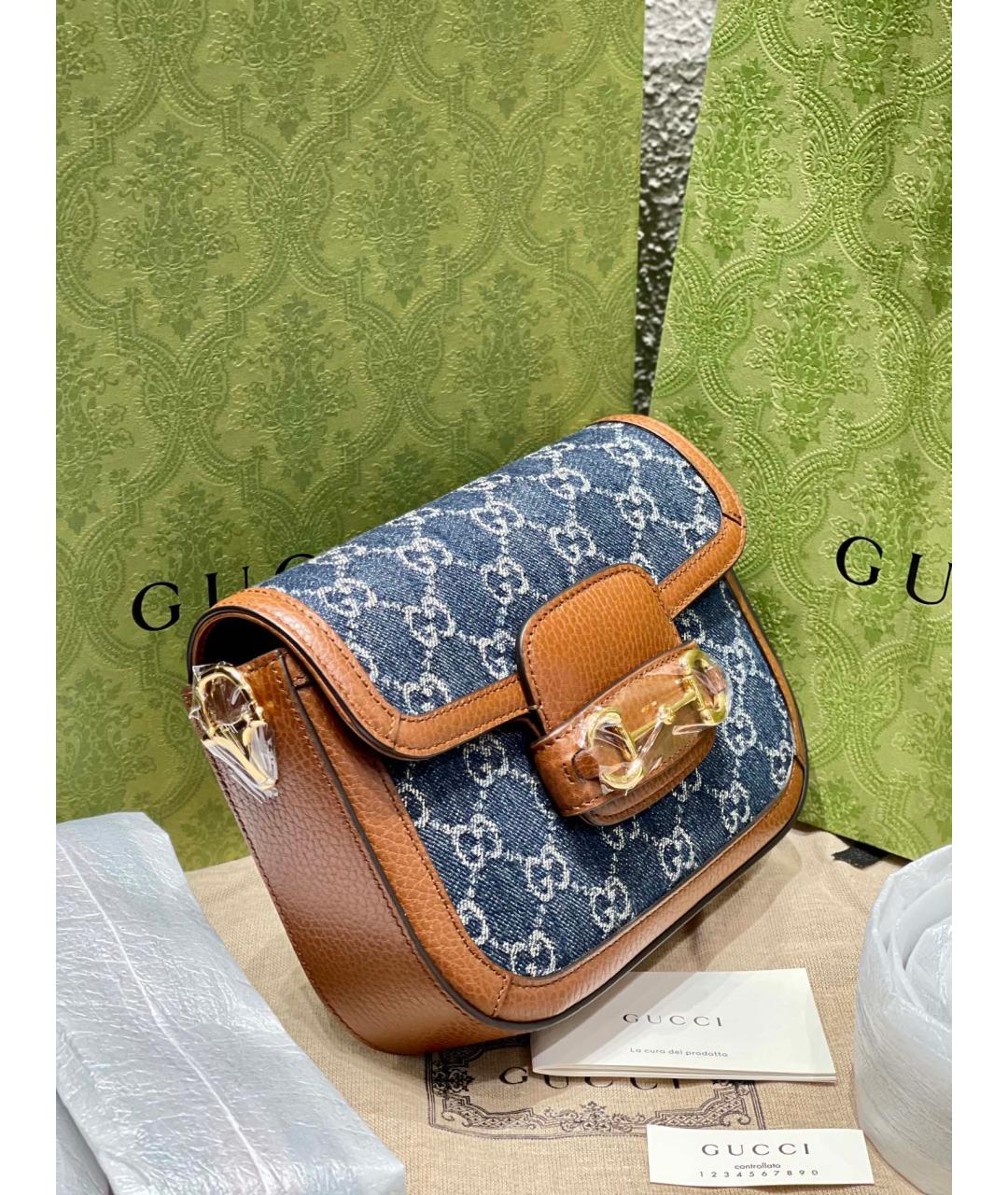 GUCCI Голубая деним сумка через плечо, фото 7
