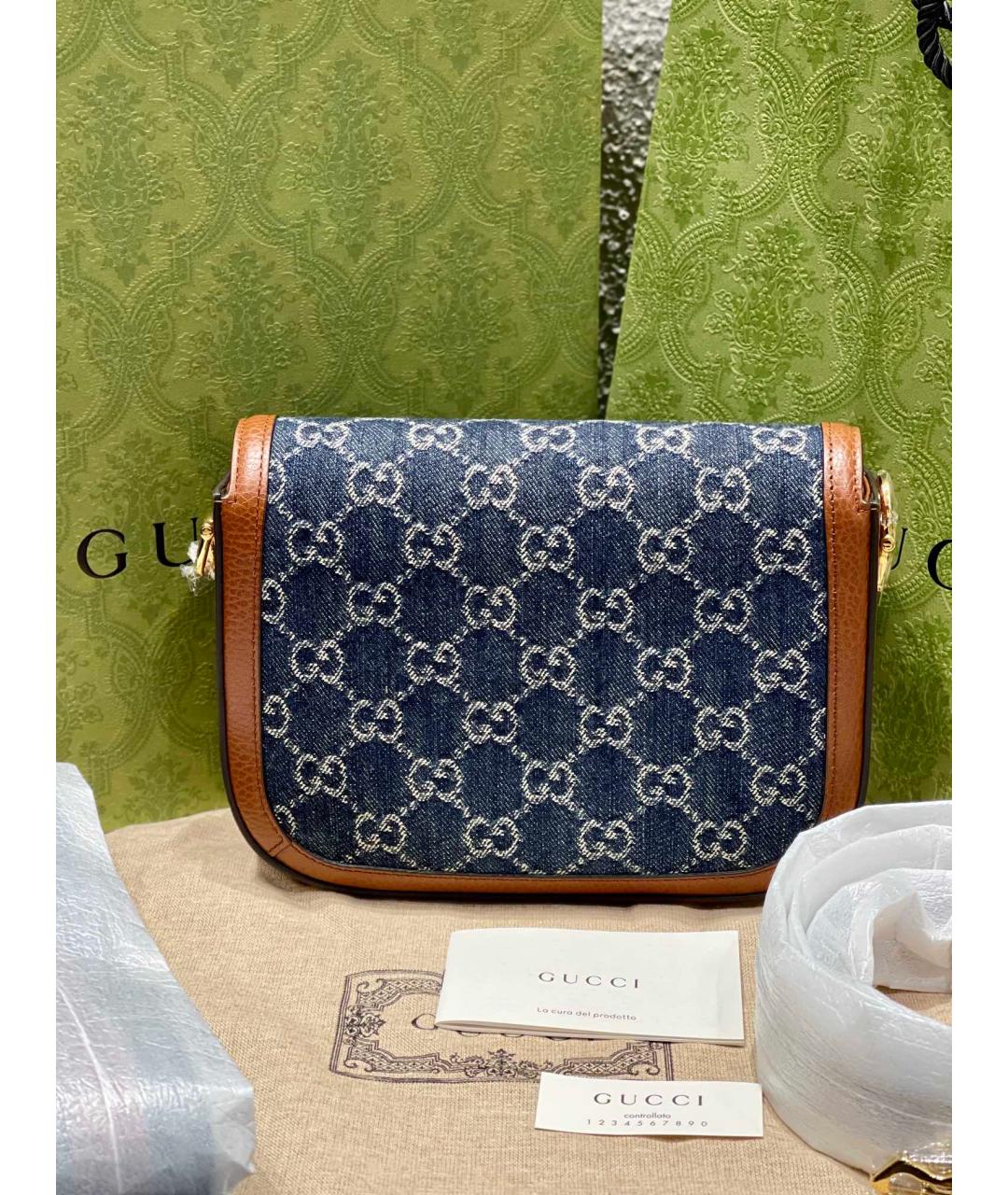 GUCCI Голубая деним сумка через плечо, фото 3