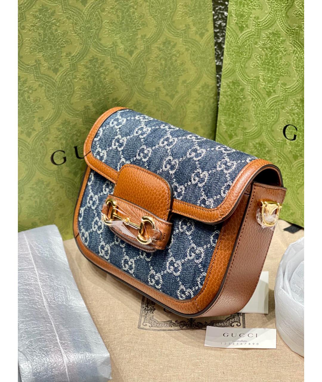 GUCCI Голубая деним сумка через плечо, фото 9