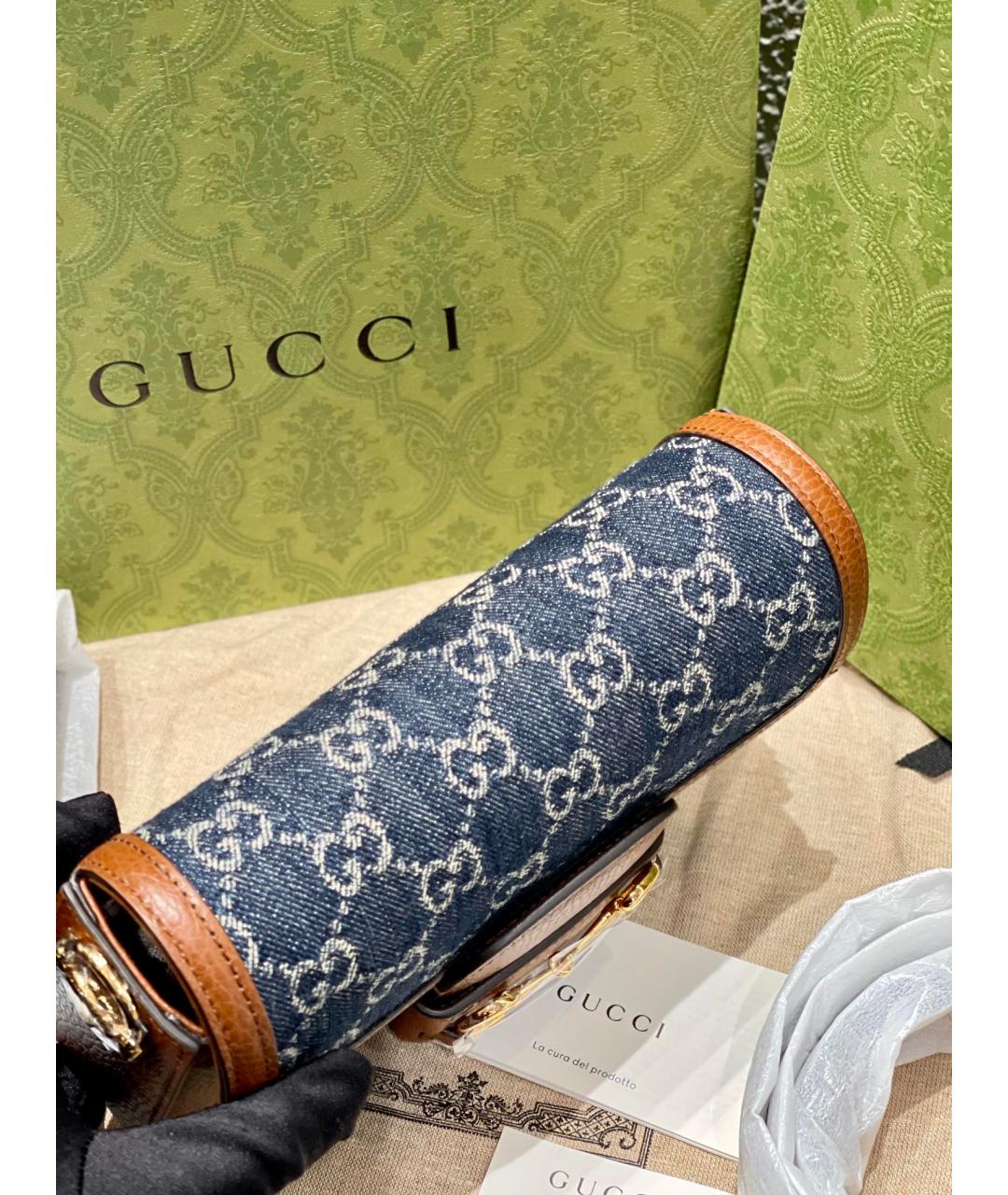 GUCCI Голубая деним сумка через плечо, фото 6