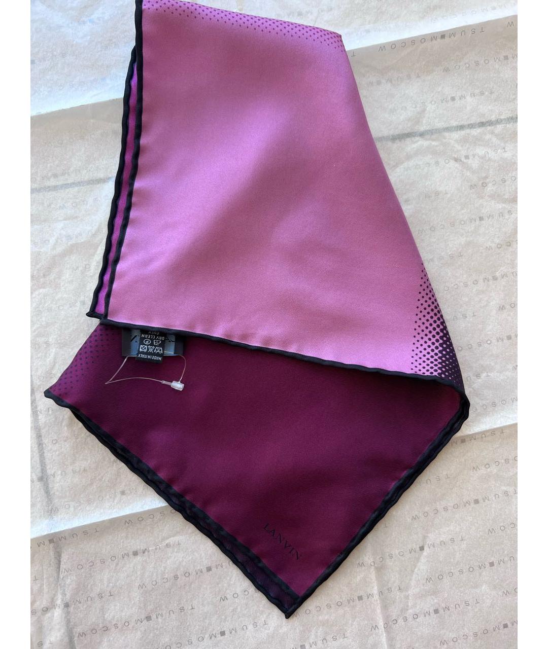 LANVIN Розовый шелковый платок, фото 3