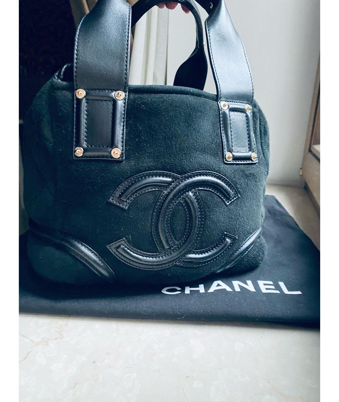 CHANEL PRE-OWNED Черная замшевая сумка с короткими ручками, фото 9