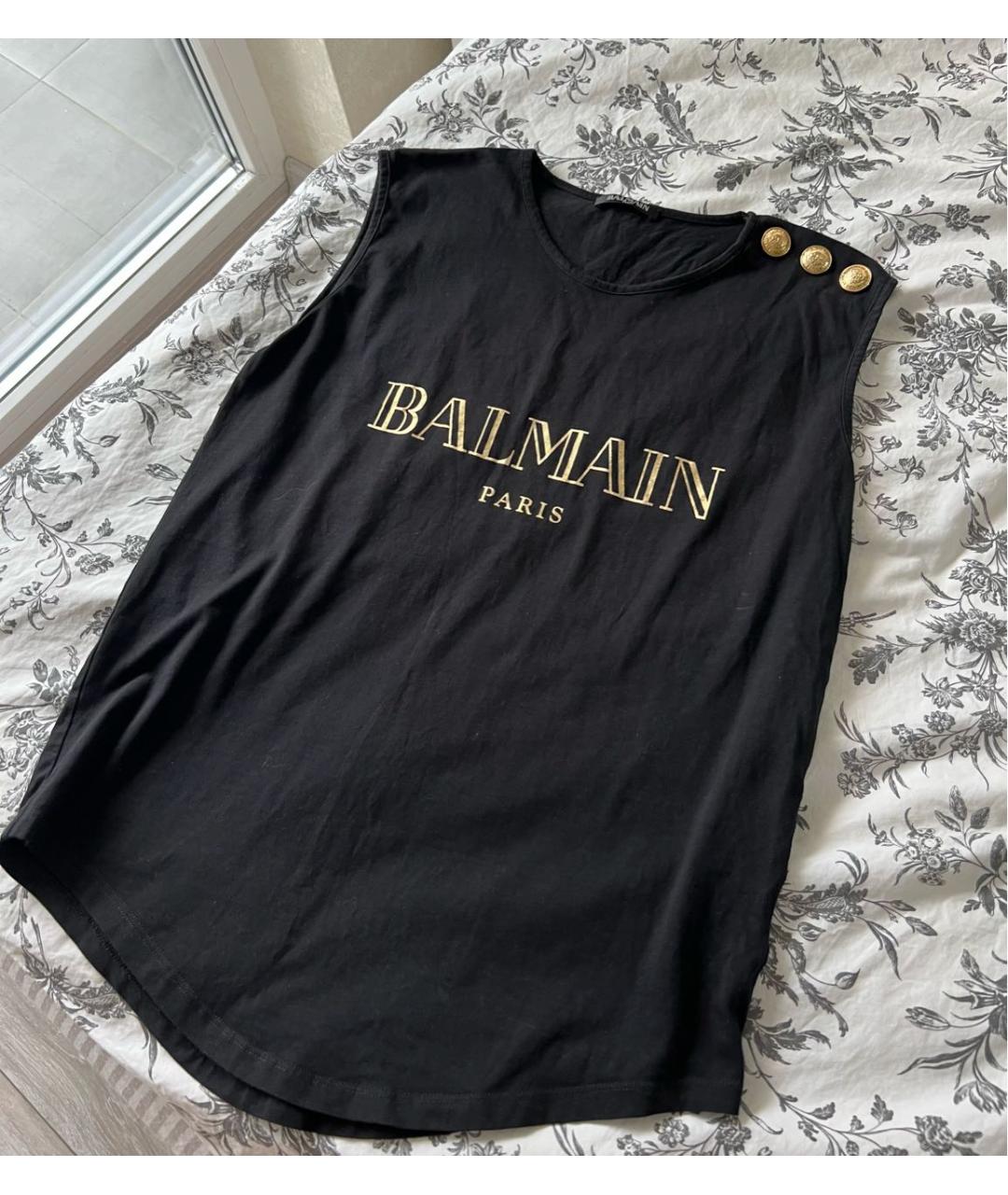 BALMAIN Черная хлопковая майка, фото 5