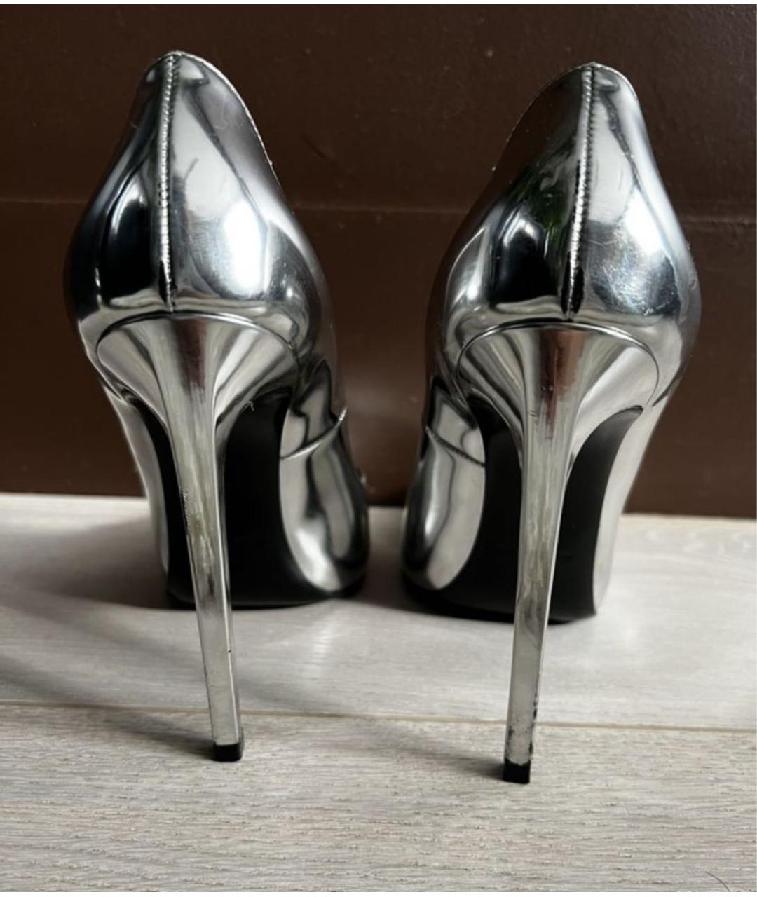 SAINT LAURENT Серебряные кожаные туфли, фото 6