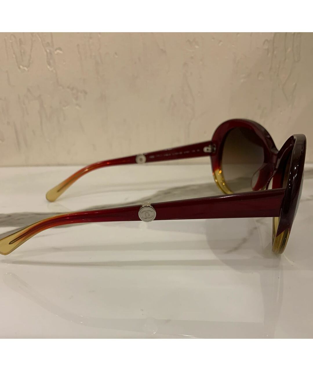CHANEL PRE-OWNED Бордовые пластиковые солнцезащитные очки, фото 3