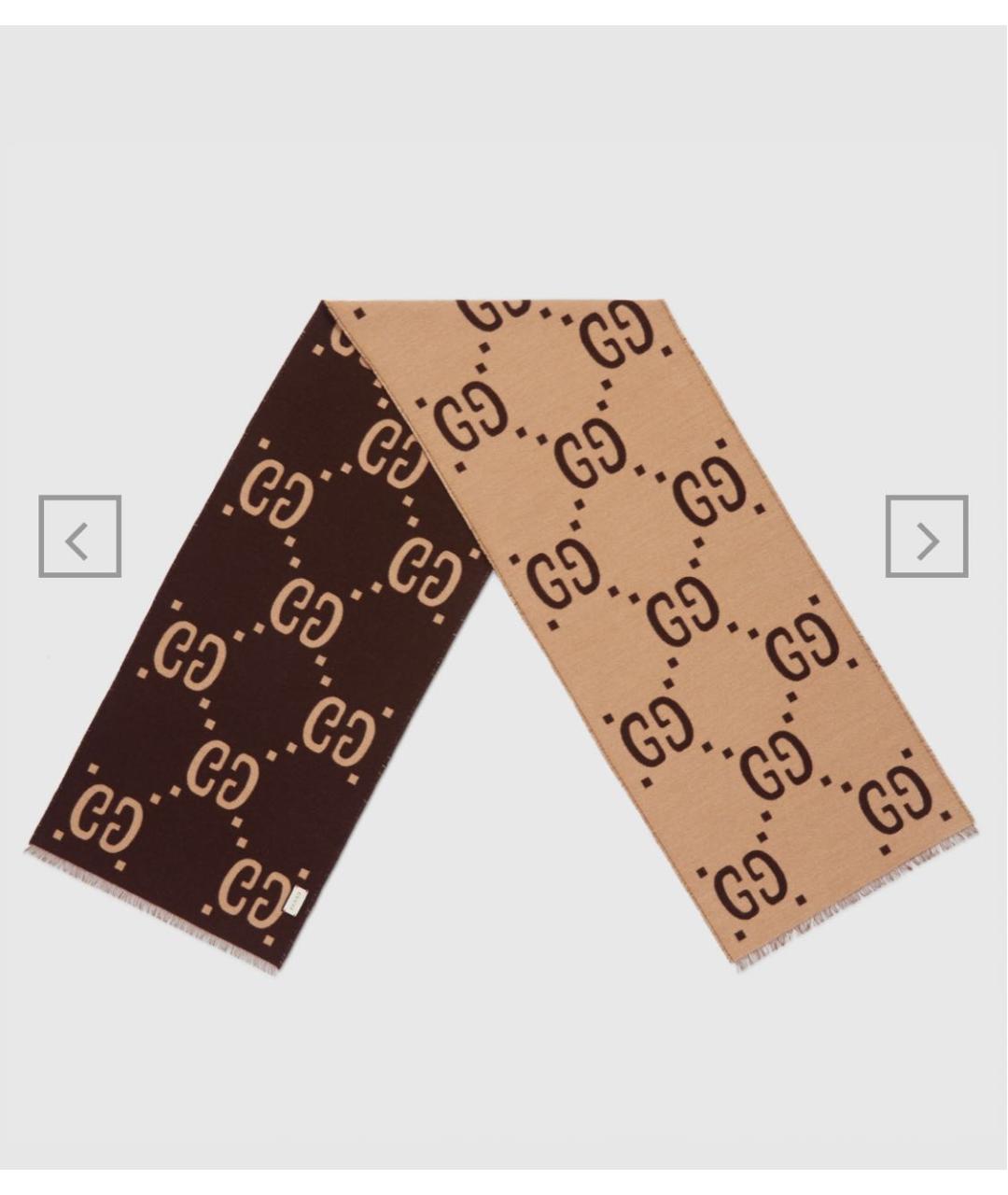 GUCCI Коричневый шарф, фото 3