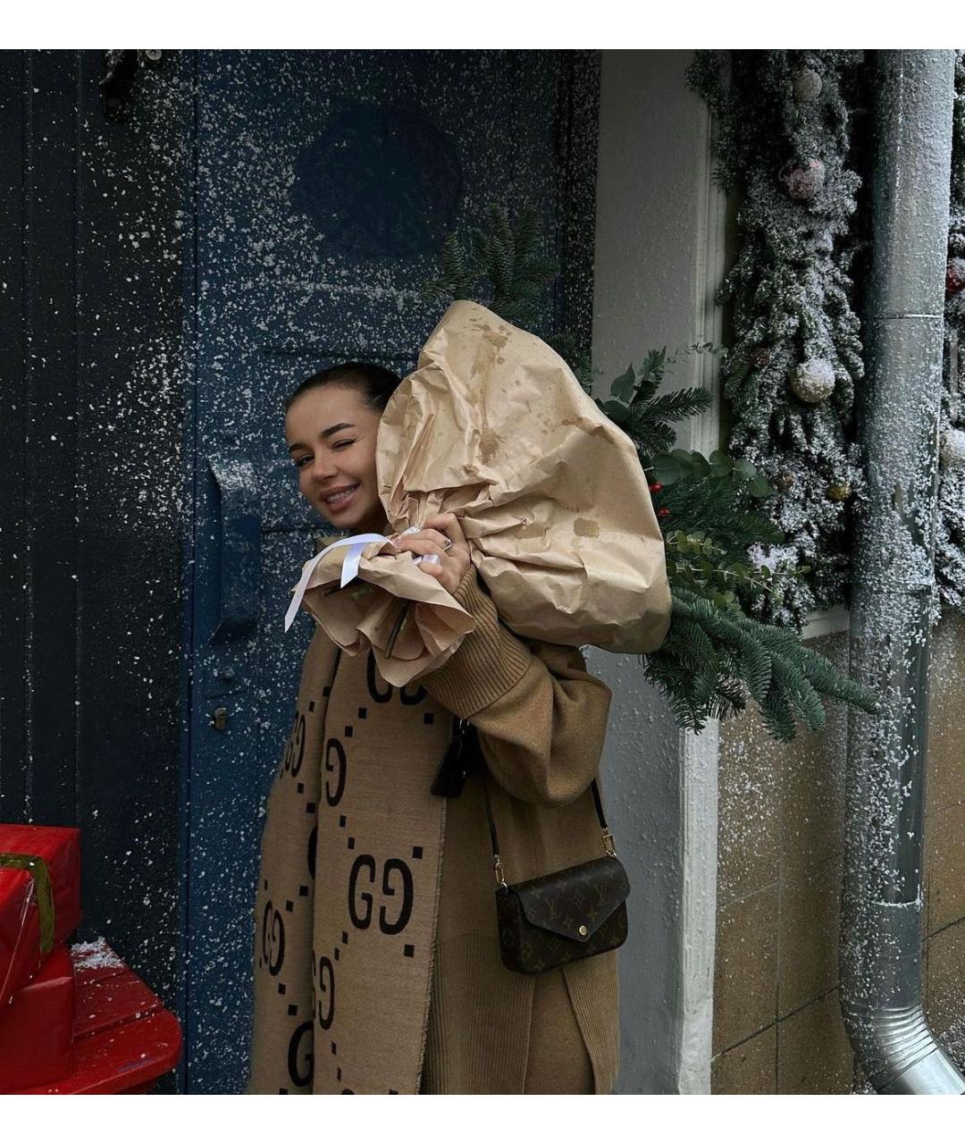 GUCCI Коричневый шарф, фото 4