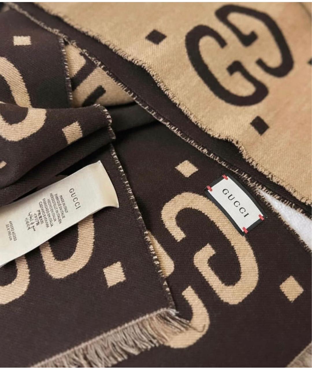 GUCCI Коричневый шарф, фото 6