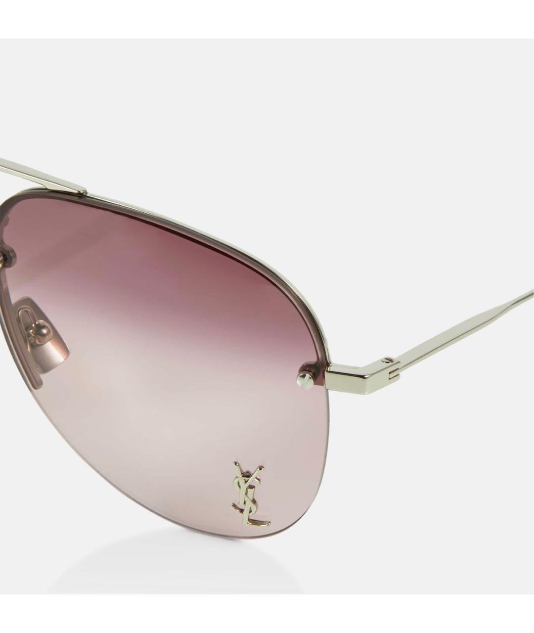 SAINT LAURENT Розовые металлические солнцезащитные очки, фото 3