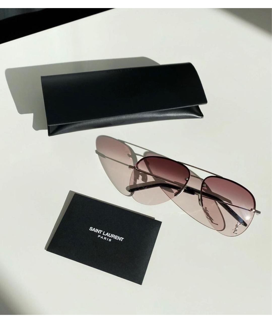 SAINT LAURENT Розовые металлические солнцезащитные очки, фото 4