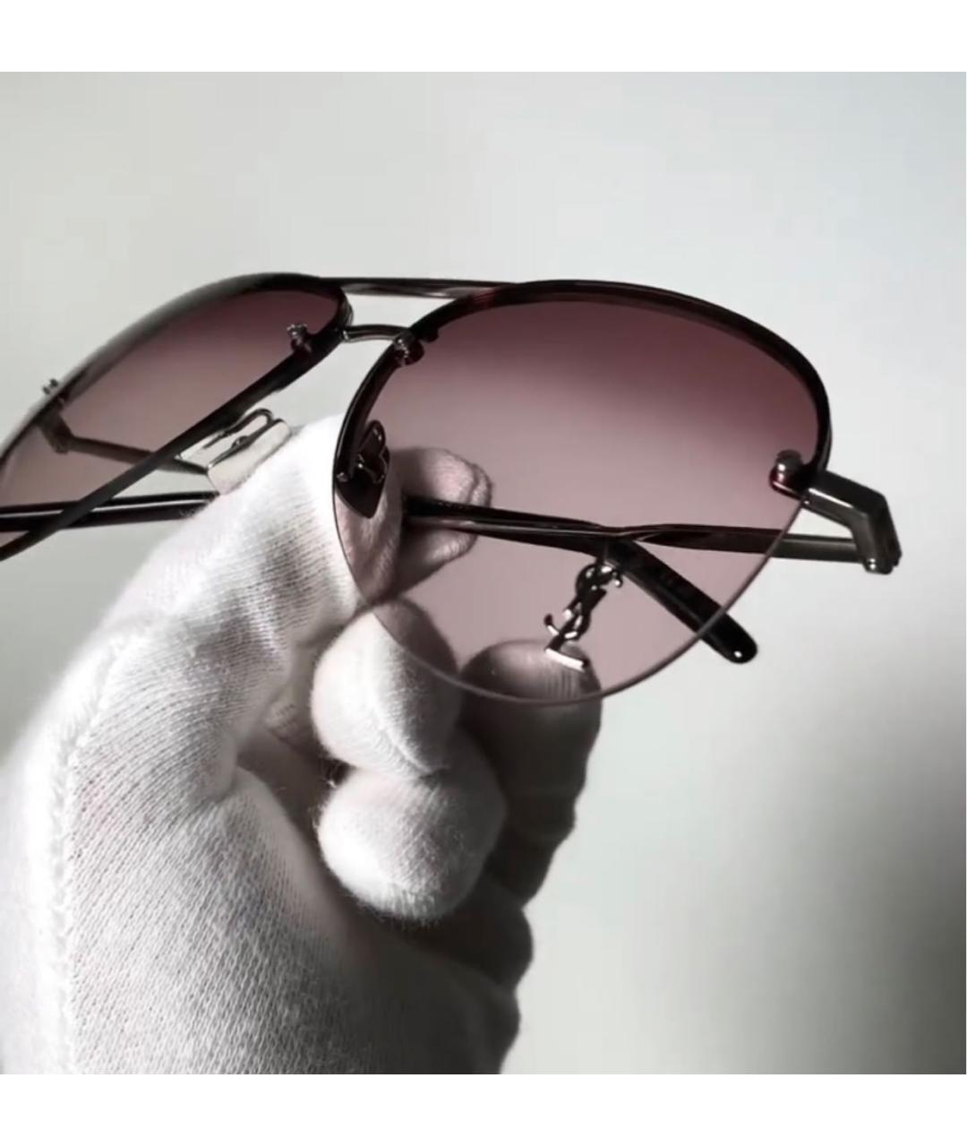SAINT LAURENT Розовые металлические солнцезащитные очки, фото 5