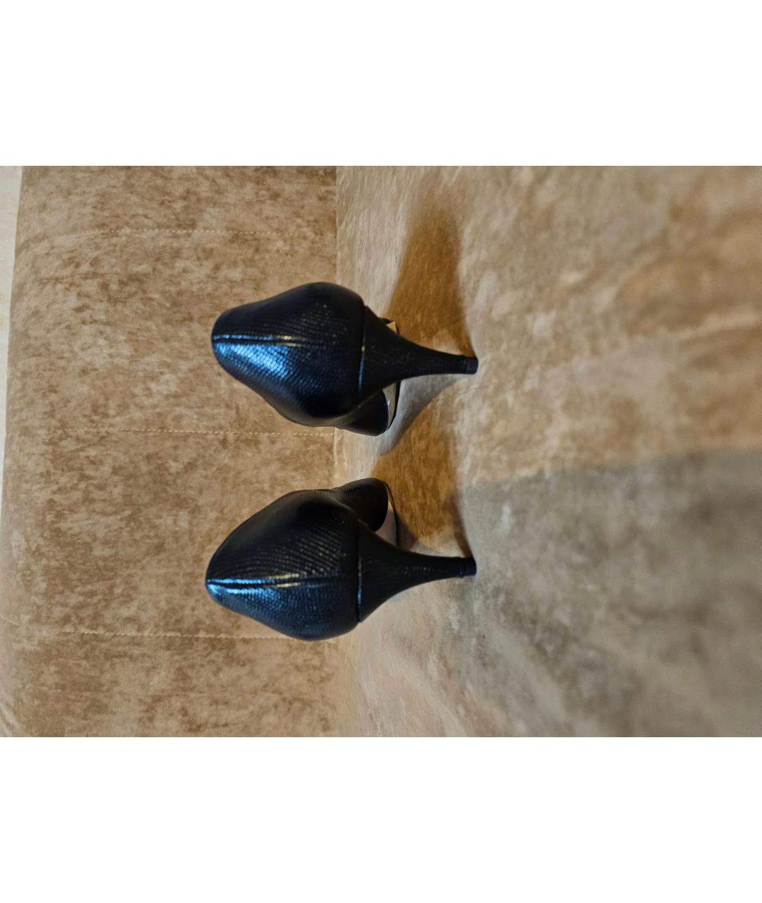 WEEKEND MAX MARA Черные кожаные лодочки на низком каблуке, фото 4