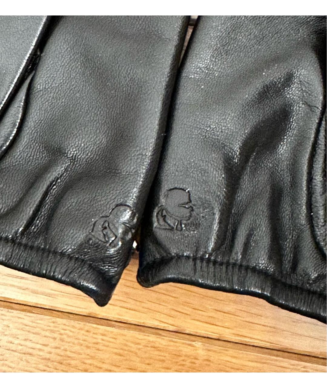 KARL LAGERFELD Черные кожаные митенки, фото 5