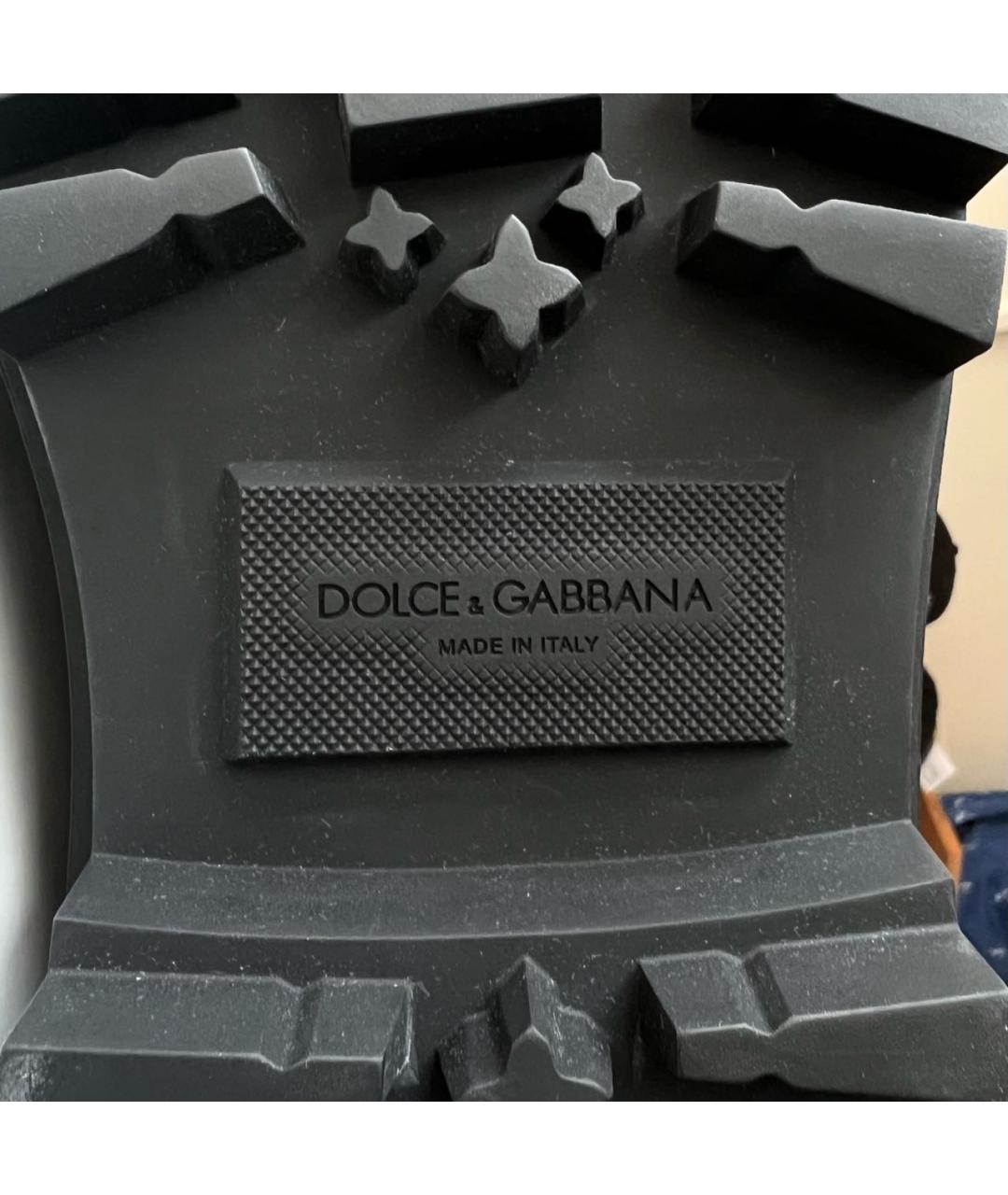 DOLCE&GABBANA Черные кожаные высокие ботинки, фото 8
