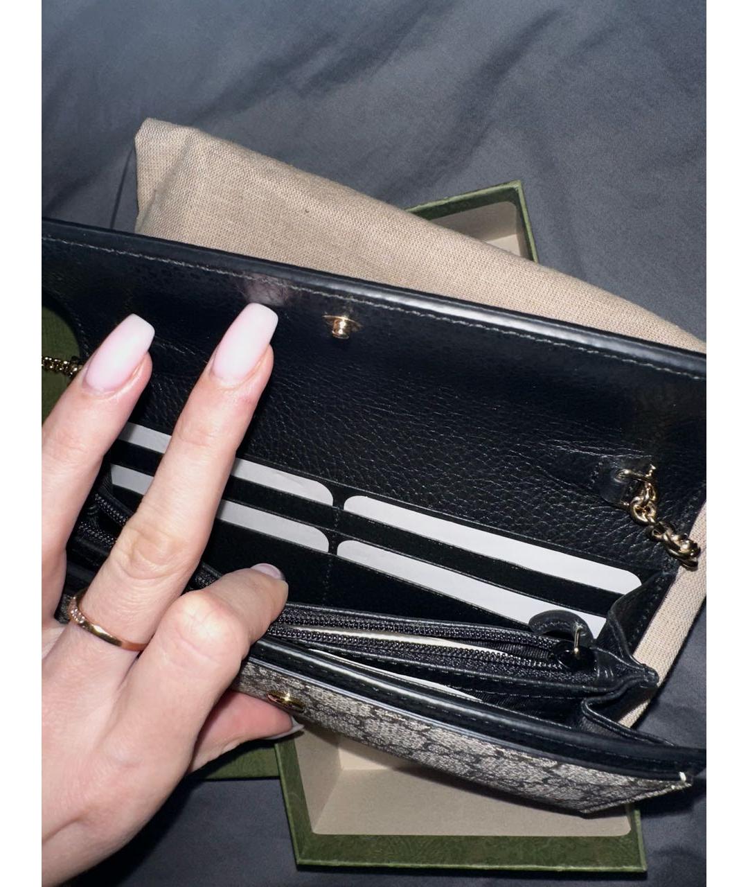 GUCCI Черный кожаный кошелек, фото 4