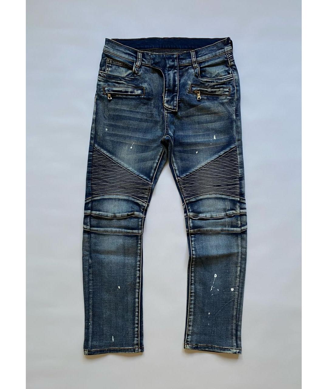 BALMAIN Синие хлопко-эластановые джинсы скинни, фото 8