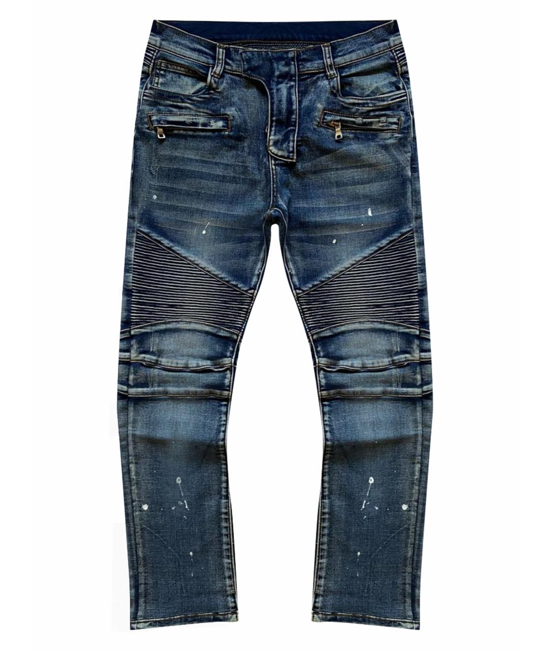BALMAIN Синие хлопко-эластановые джинсы скинни, фото 1
