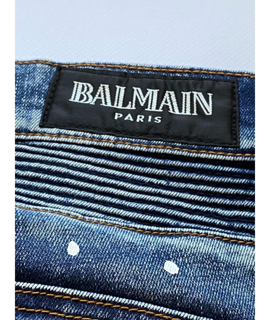 BALMAIN Синие хлопко-эластановые джинсы скинни, фото 5