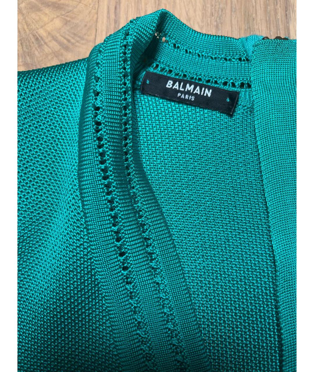 BALMAIN Бирюзовое вискозное коктейльное платье, фото 3