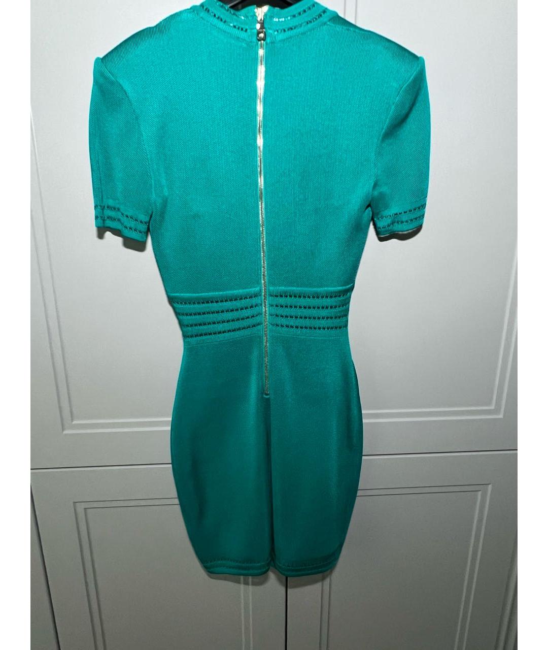 BALMAIN Бирюзовое вискозное коктейльное платье, фото 2